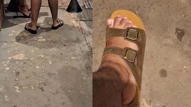 oscabecasdanoticia-whats Imagem de um pé, calçado com uma sandália marrom - Metrópoles