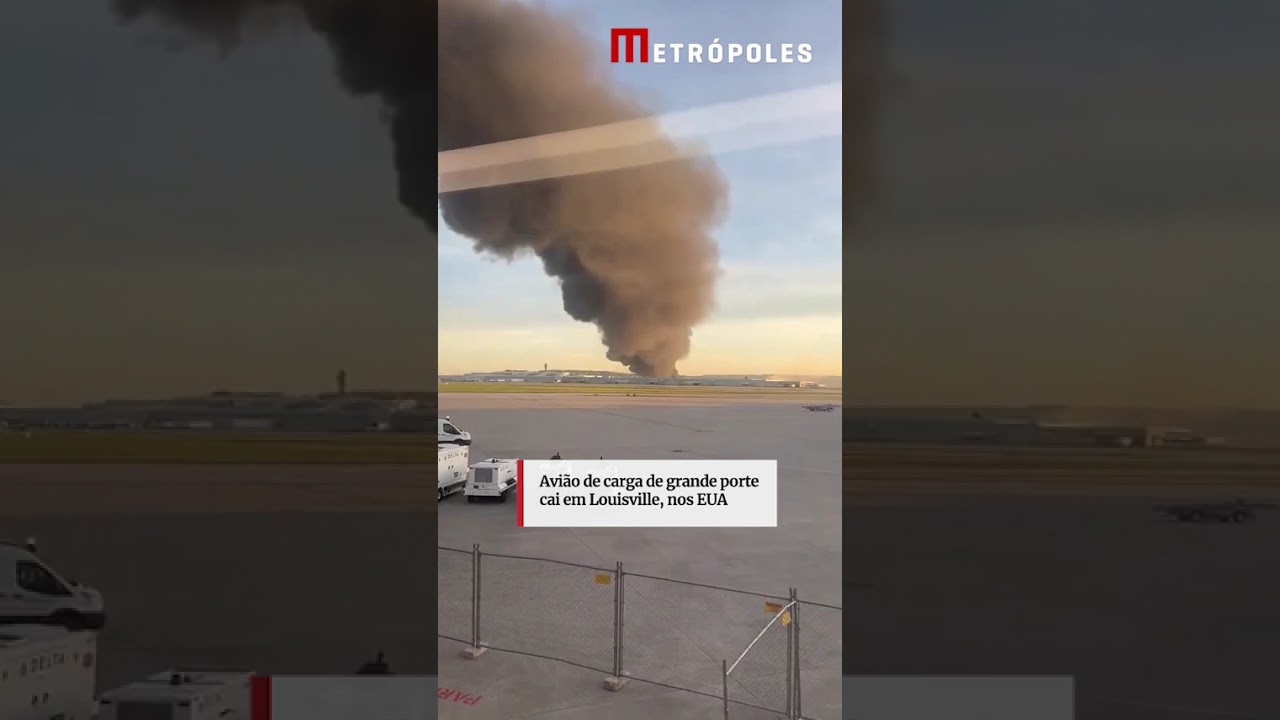 Avião de carga de grande porte cai em Louisville, nos EUA