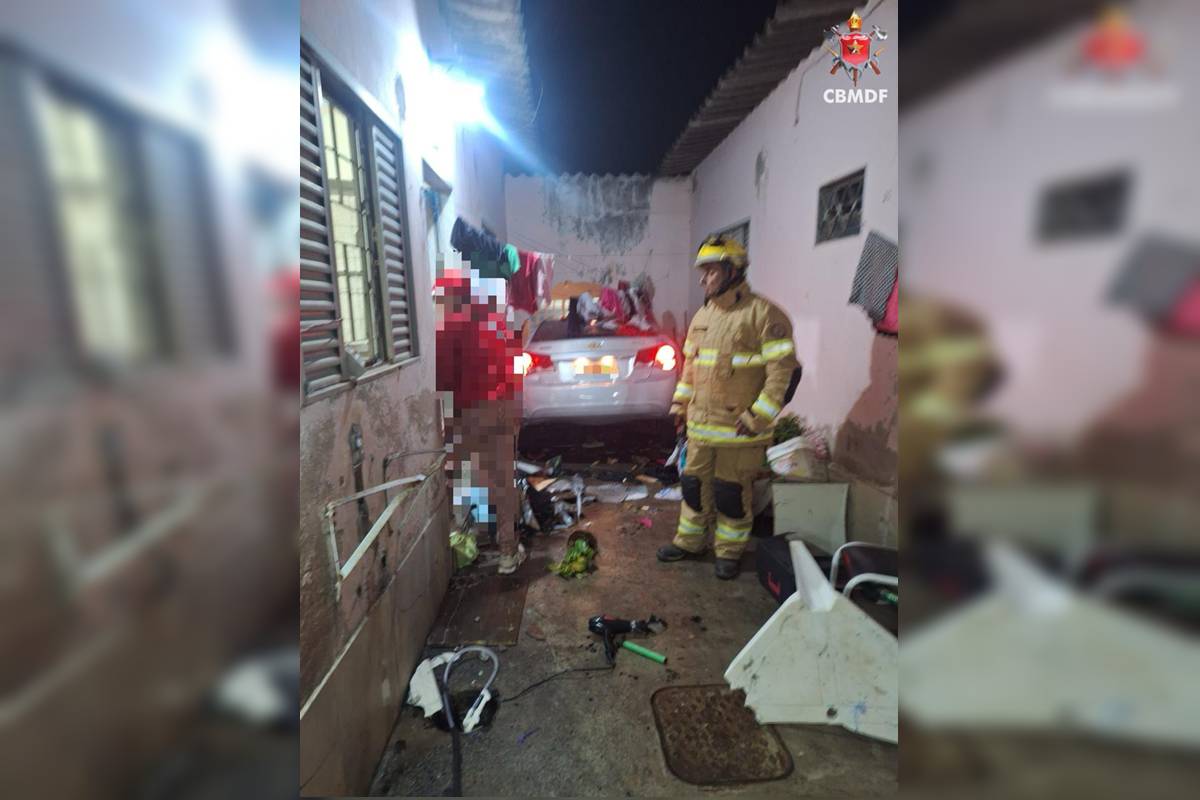 Motorista invade casa, derruba muro e atinge cinco pessoas no DF - destaque galeria