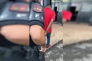 Sendo levado para a delegacia Sendo levado para a delegacia